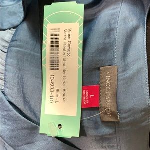 vince camuto merra pleated shoulder detail blouse